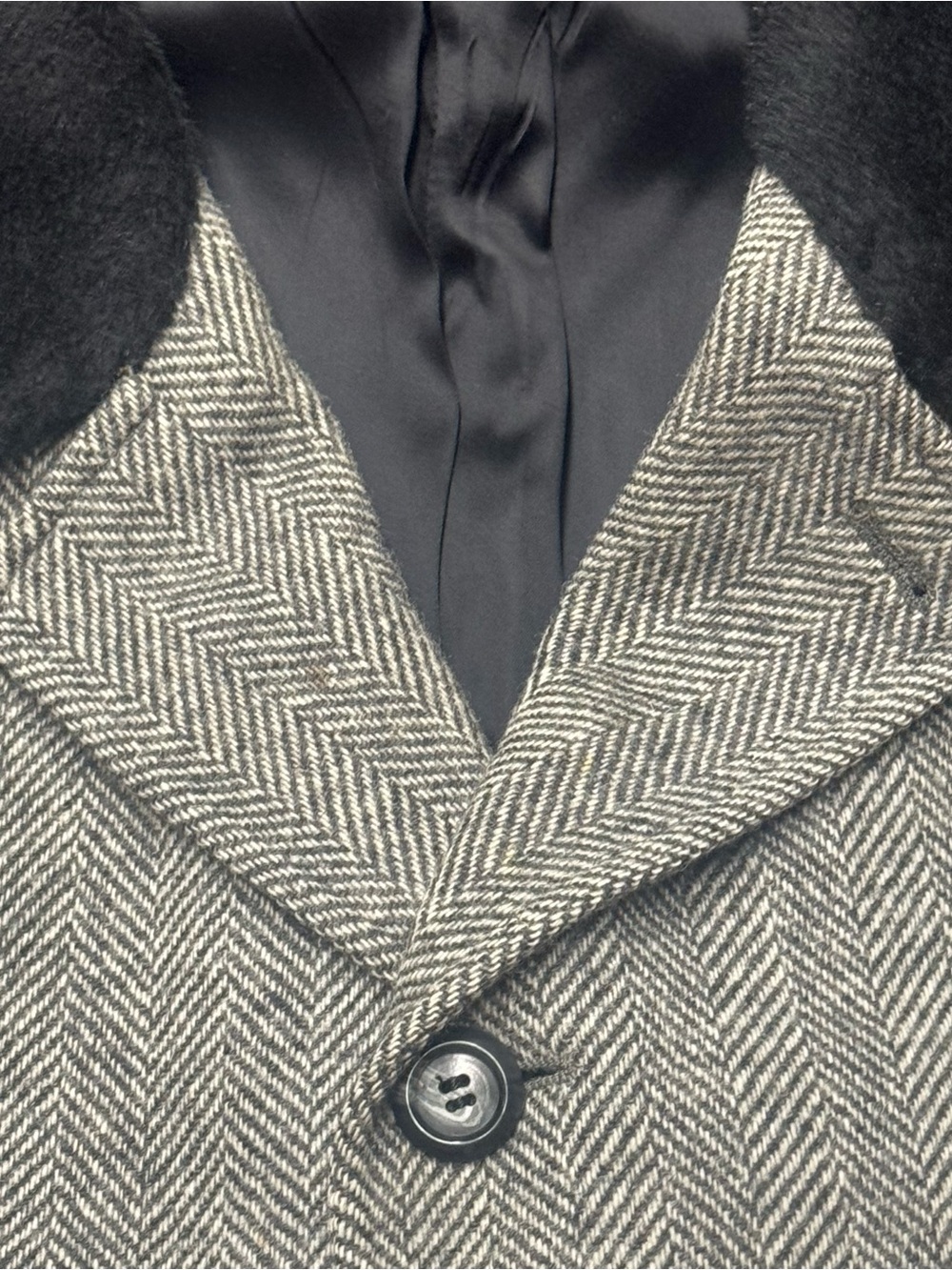 Sibley’s Men's Herringbone Wool Blazer coat with Notch Lapel - Gray Vintage